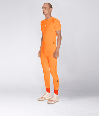 Born Tough Side Pockets Compression Running Pants For Men Orange