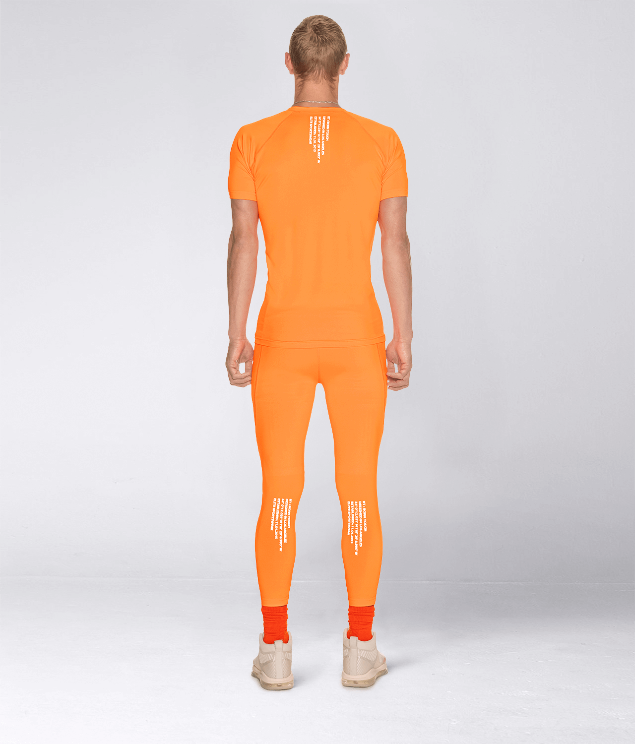 Born Tough Side Pockets Compression Running Pants For Men Orange